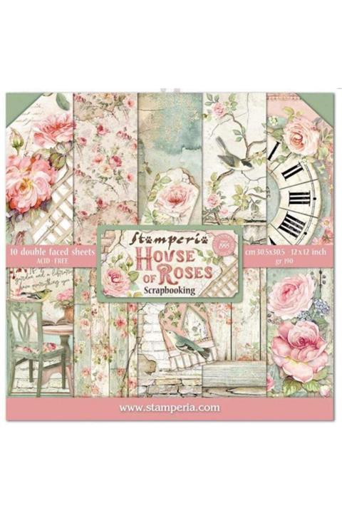 Stamperia International Kft Scrapbook Kağıt Seti - House Of Roses 30.5 X 30.5cm (12\