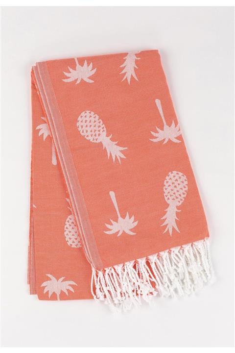 rosa bianca Turuncu Tropik Desen Pamuk Peştemal