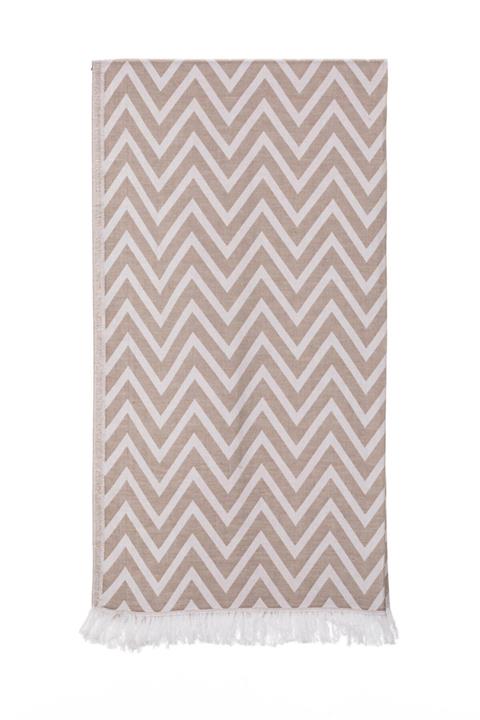 rosa bianca Bej Zigzag Jakarlı Pamuk Peştemal