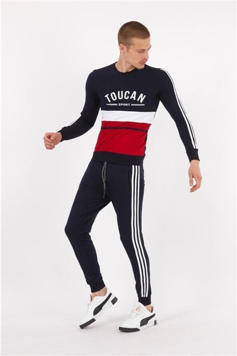 BABA GİYİM TEKSTİL Unisex Lacivert Iki Iplik Bisiklet Yaka Fleto Cepli Modelli Trend Eşofman Takımı