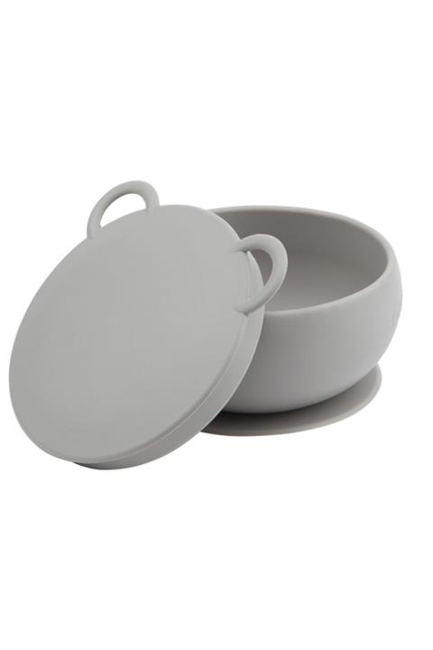 Oioi Vakumlu Kapaklı Silikon Kase Gri