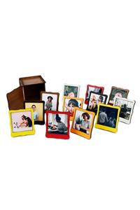 makeinwood Ahşap Kutulu 12 Fotoğraflı Renkli Mini Polaroid Çerçeveler