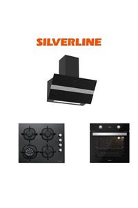 Silverline Siyah Cam Ankastre Set (3472 Bold 60+cs5429b01+bo6504b01)