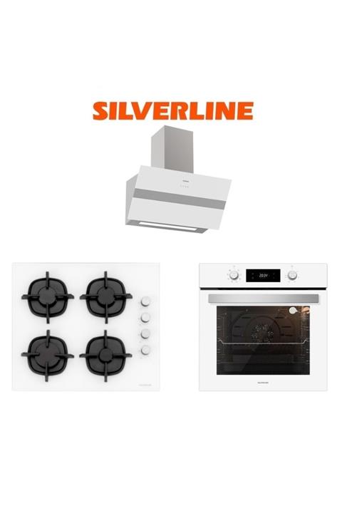Silverline Beyaz Cam Ankastre Set (3472 Bold 60+CS5343W01+BO6504W01)