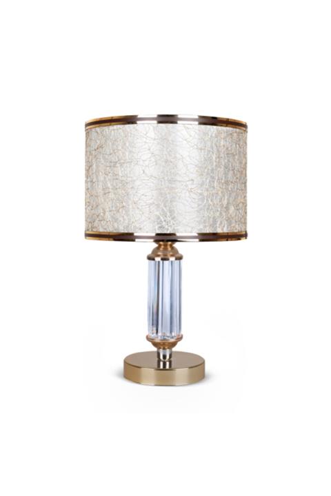 HOMİNG Krem Cam Gövdeli Gold Abajur