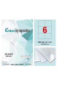 ETİKET KAPIDA A4 Yapışkanlı Hazır Etiket - Laser Etiket 105*99mm - 100 Sayfa - 600 Etiket