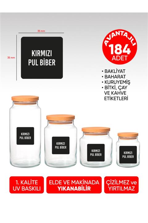 EGESTA 184 Adet Baharat -bakliyat-kuruyemiş-bitki-çay-kahve Kavanoz Etiketi - Sticker