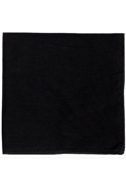 Karamel Bijuteri Düz Renk Siyah Kare Bandana