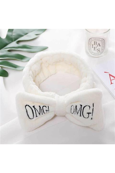 muustie Fiyonklu Omg Peluş Saç Bandı Krem Renk