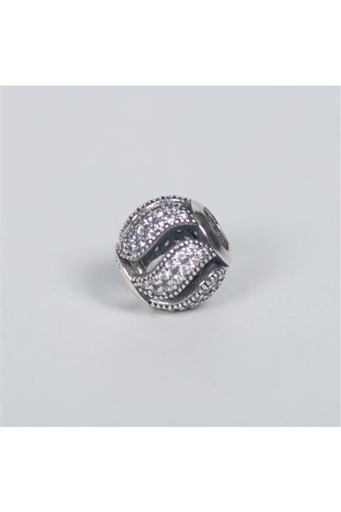 Nur Silver Işıltılı Yuvarlak Charm