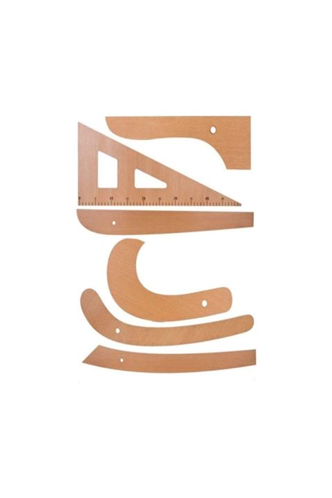 SEVDİK Terzi Ahşap Cetvel Riga Gönye Takımı 6 Parça