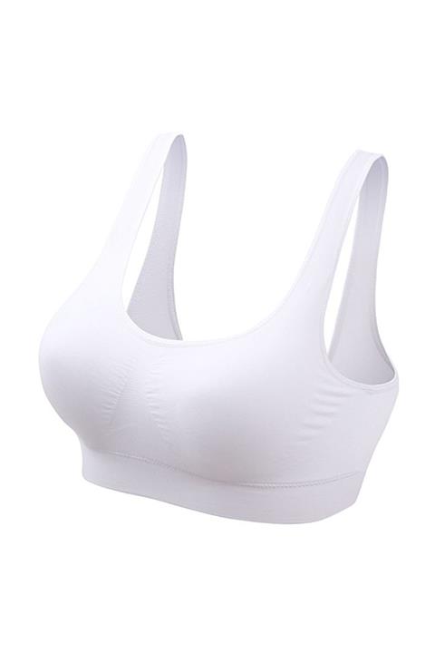 Akdağ Sportswear Kadın Beyaz Seamless Ultra Hafif Pedli Spor Sütyeni