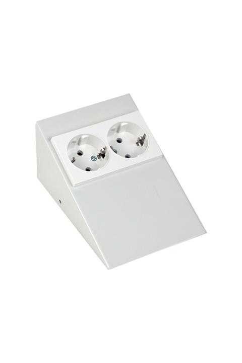 ERVA Tezgah Altı Çiftli Beyaz Priz Beyaz Gövde