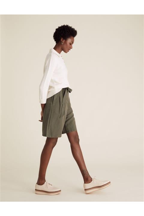 Marks & Spencer Keten Yüksek Bel Şort