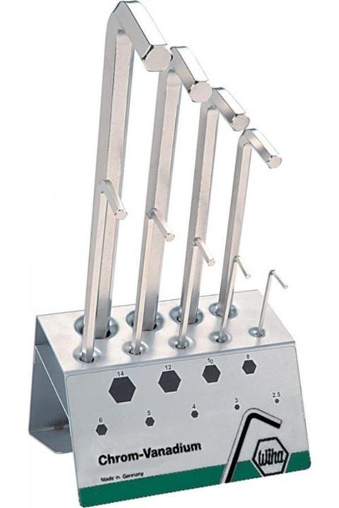 wiha 352 Vb1 Allen Anahtar Set 9 Parça Nikel Kaplama Parlak 2,5 14 mm Uzun