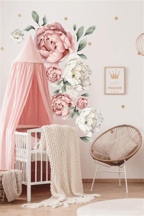 Sim Tasarım Peony Soft Şakayıklar Duvar Sticker Seti