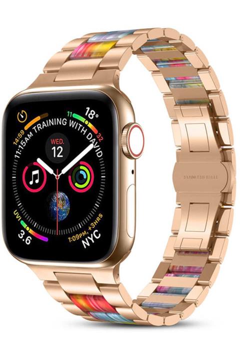 Apple Watch 1 2 3 4 5 6 Se 38 Mm Uyumlu Renkli Metal Kordon Colorful Ve Popsocket