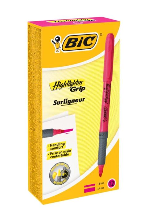 Bic Bic Marking Highlighter Grip Fosforlu Kalem Pembe 12`li Kutu
