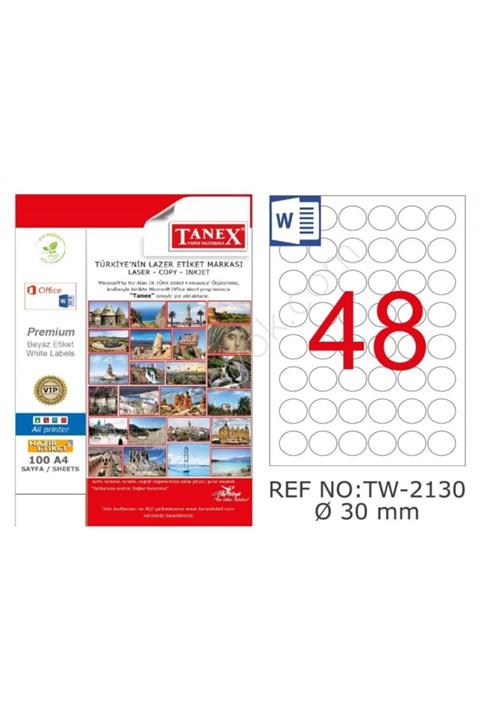 Tanex Tw-2130 30 Mm 100 Adet Lazer Etiket