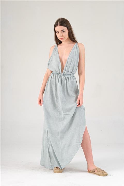 Shile Design Kadın Su Yeşili Şile Bezi Elbise