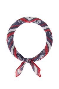 Mavi Desenli Lacivert Bandana