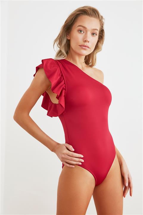 TRENDYOLMİLLA Bordo Omuz Detaylı Mayo TBESS21MA0188