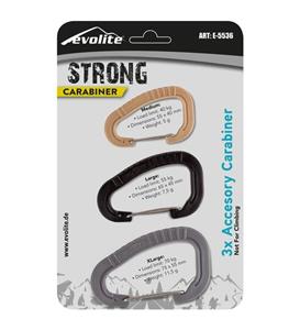 Evolite Strong 3'lü Karabina Seti - Gri/siyah/bej