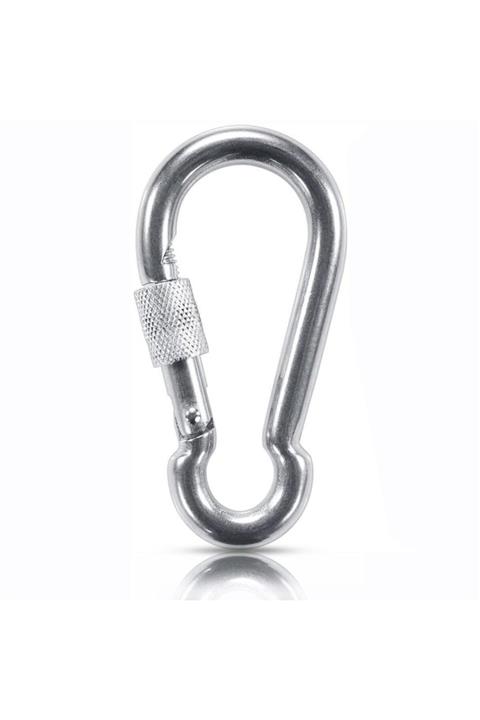 Badem10 3 Adet 8 Mm Kilitli Karabina Yaylı Galvanizli Çelik Salıncak Hamak Askı Kilidi
