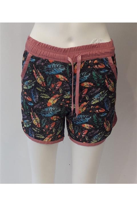 Butik2020bk Kadın Pembe Detaylı Desenli Şort Mayo