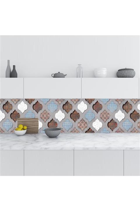 StickerArt Mutfak Tezgah Arası Folyo Fayans Kaplama Folyosu Renkli Seramik Design 60x500 Cm