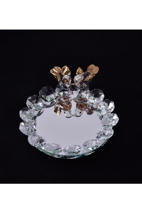 SETABIANCA Kristal Kuşlu Lokumluk Ayna Büyük Altın