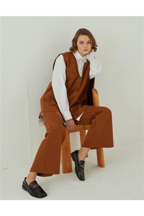 qooq 210242 V Yaka Gabardin Süveter