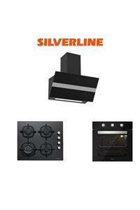 Silverline Siyah Cam Ankastre Set (3472 Bold 60+cs5429b01+bo6503b01)