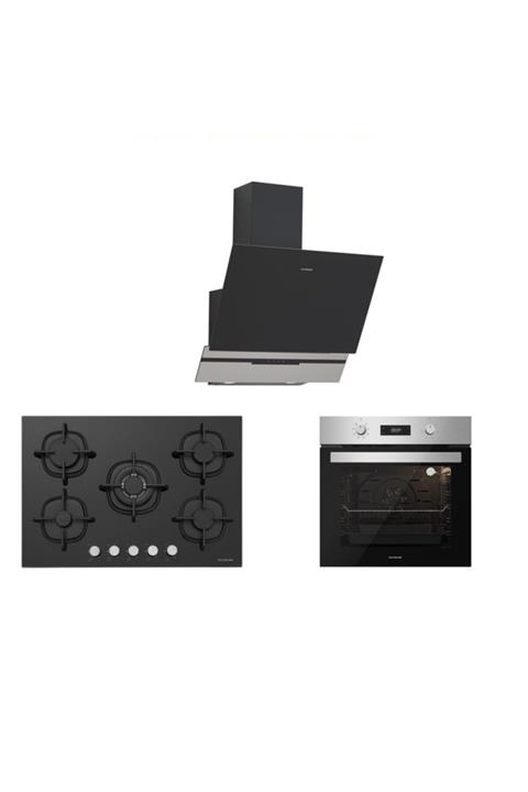Silverline Inox Siyah Ankastre Set 5 Yıl Garanti (3450 Slımlıne 60+cs5364b01+bo6504x01)