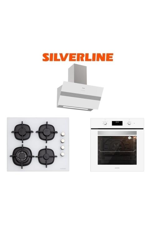 Silverline Beyaz Cam Ankastre Set (3472 Bold 60+cs5429w01+bo6502w02)
