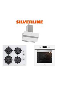 Silverline Beyaz Cam Ankastre Set (3472 Bold 60+cs5429w01+bo6502w02)