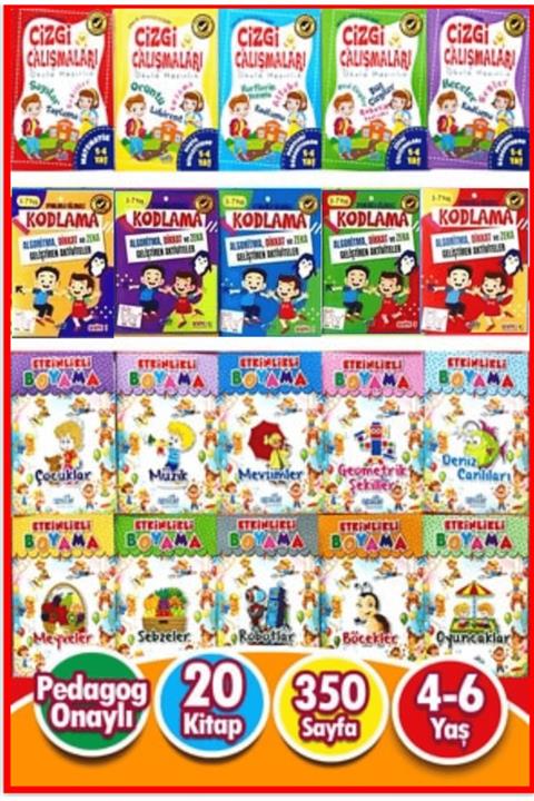 Yapa Yay 5 - 6 Yaş - 20 Kitap Okul Öncesi Karma Eğitim Seti 350 Sayfa