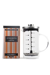 endorfia 600 Ml Ateşe Dayanıklı Borosilikat Cam French Press Ve 250 Gr Kolombia Kahve