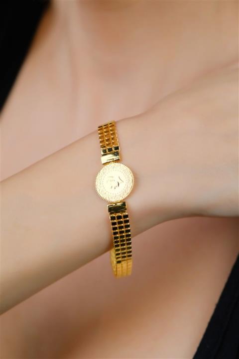 EYÜPSULTAN KUYUMCUSU Kadın Sarı Küp Zincirli Çeyrek Altınlı Bileklik