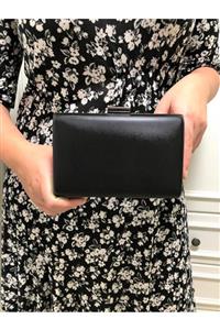 womenacs Kadın Siyah Kumaş Abiye Portföy Clutch Çanta Elde Ve Uzun Çanta