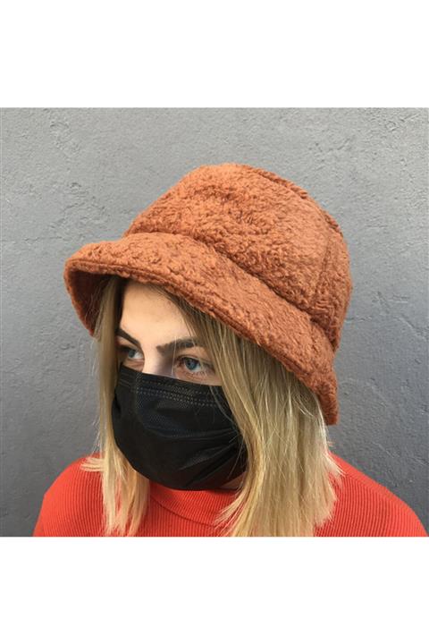 Köstebek Peluş Taba Renk Bucket Şapka