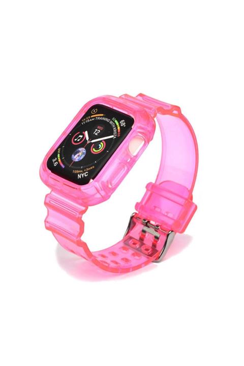 Nezih Case Kayış/kordon Ve Kasa Koruyucu Apple Watch Seri 2/3/4/5/6/se 44mm Pembe (SAAT DEĞİLDİR)
