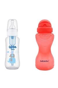 Wee Baby Antikolik Pp Biberon 240 ml / 295 + Bebedor Sportif Pipetli Suluk 330 ml - Pembe