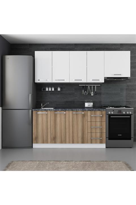 Minar 220 cm Beyaz Mutfak Dolabı Dore 220-d5