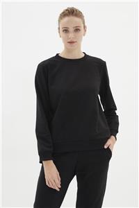 TRENDYOLMİLLA Siyah Basic İnce Örme Sweatshirt TWOAW22SW1052