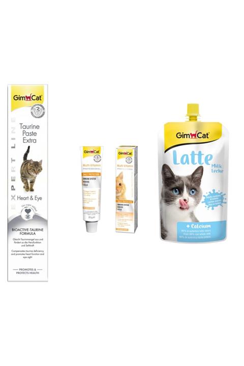 Gimcat Taurine Paste  + Multi Vitamin Paste Kedi Macunu + Milk Latte Sıvı Kedi Sütü