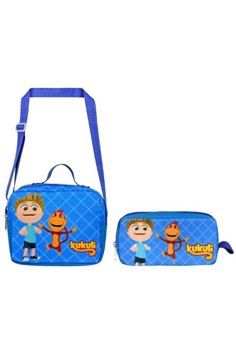 ÜMİT ÇANTA Kukuli Mavi Minky Beslenme ve Kalem Çantası Seti