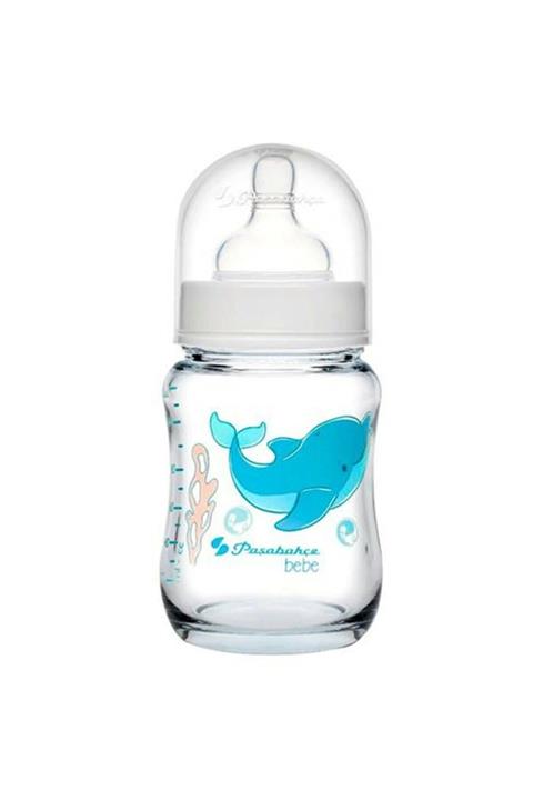 Paşabahçe Borcam Emzikli Cam Biberon 120 ml.(desenli)
