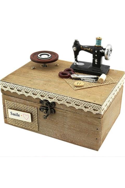 Loggia Ahşap Dikiş Makinesi Tasarımlı Müzik Kutusu