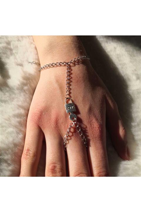 Fugusugu Gümüş Renk Kilit Anahtar Kalp Objeli Şahmeran